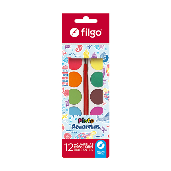 ACUARELA FILGO ESCOLAR SURTIDAS X12