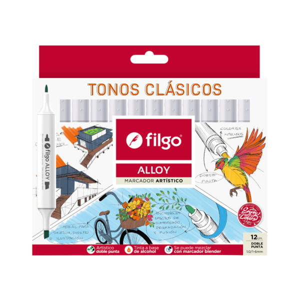 MARCADOR FILGO ALLOY DOBLE PUNTA TONOS C