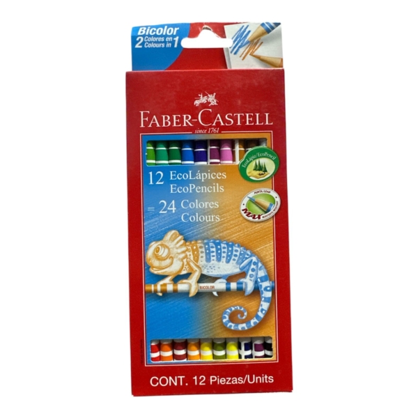 LAPIZ COLOR FABER CARTELL X 12 BICOLOR ECOLAPIZ