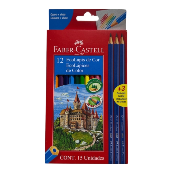 LAPIZ COLOR FABER CASTELL X12 LARGO+3 LAPIZ