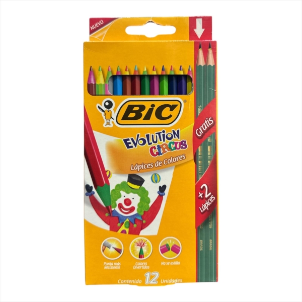 LAPIZ COLOR BIC X12 EVOLUTION CIRCUS +2