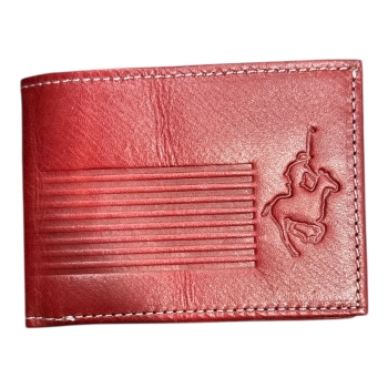 BILLETERA WPC CUERO TAPA GRABADA ROJA