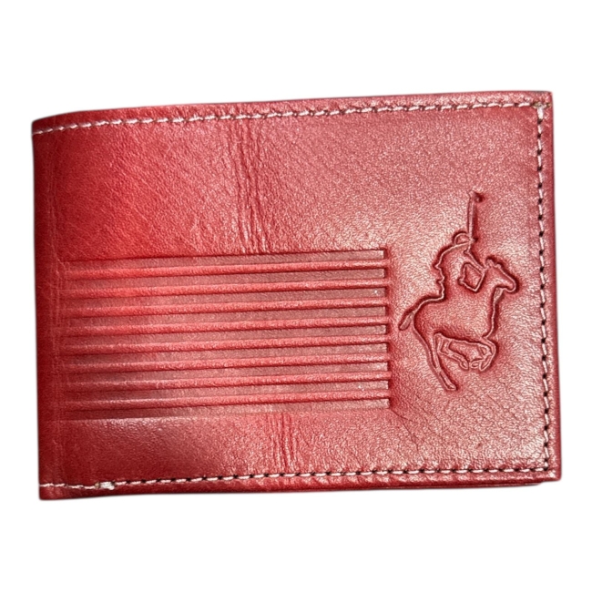 BILLETERA WPC CUERO TAPA GRABADA ROJA