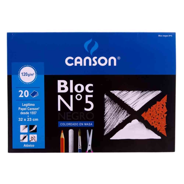 BLOCK CANSON N 5 NEGRO X20 HJ 32X23 CM
