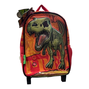 MOCHILA CRESKO C/CARRO 12" DINOS HOLOGRAMA Y SONIDO