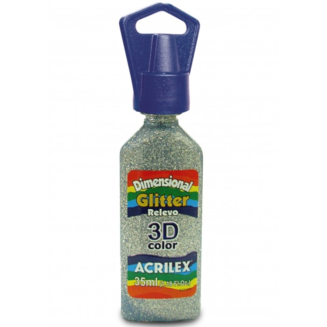 DIMENSIONAL ACRILEX 35ML GLITTER PLATA