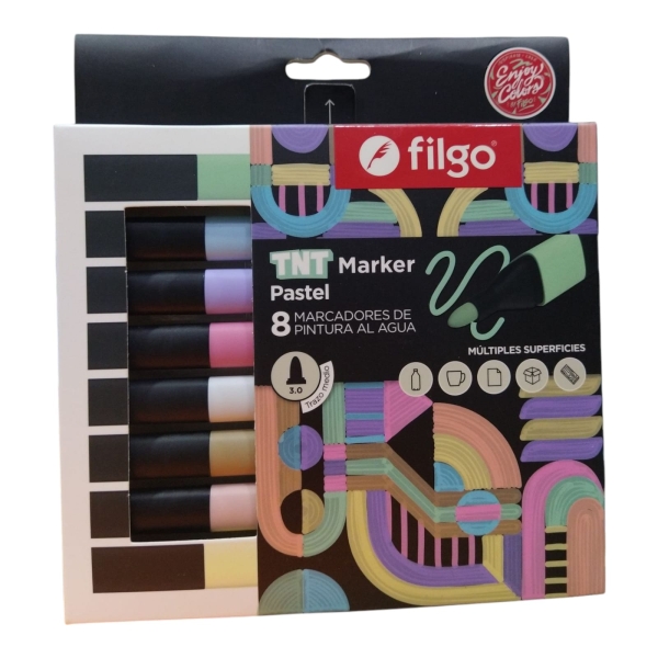 MARCADOR FILGO TNT PASTEL X8 SURTIDO