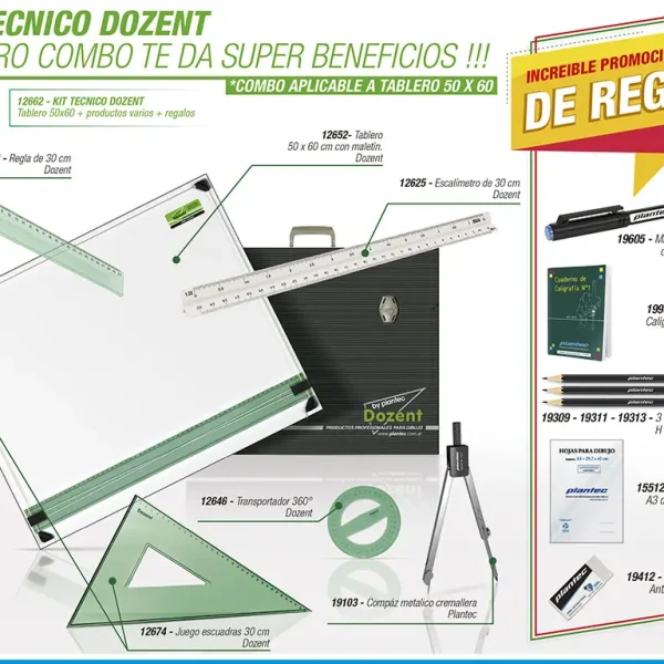 TABLERO PLANTEC DOZENT 50X60 + KIT COMPL