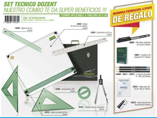 TABLERO PLANTEC DOZENT 50X60 + KIT COMPLETO