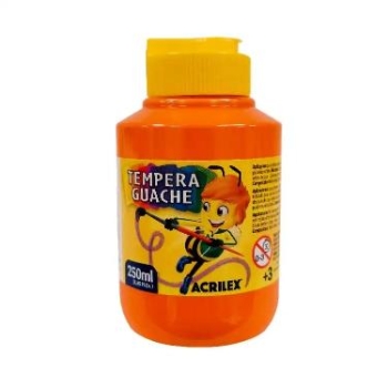 TEMPERA GUACHE 250ML C/PICO NARANJA