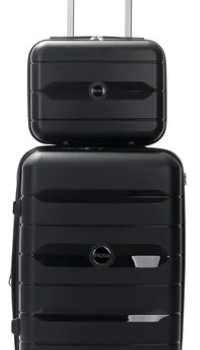 SET VALIJA SKORA NEGRO 20" DOBLE RUEDA E