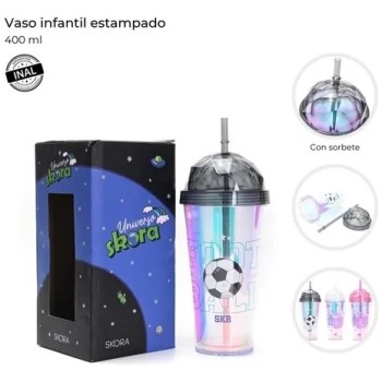 VASO INFANTIL SKORA ESTAMPADO PLATA/NEGR