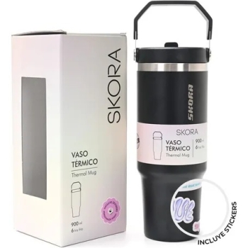 VASO TERMICO SKORA NEGRO 900ML CON PICO