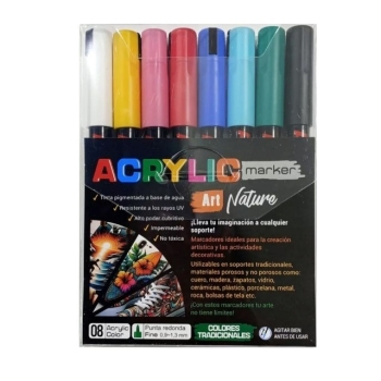MARCADORES ACRYLIC ART NATURE FINO X 8