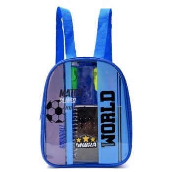 Mochila skora futbol c/set libreria azul