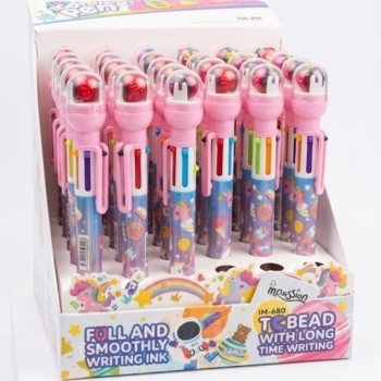 Boligrafo fantasia x6 colores + sellito