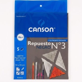 Repuesto n 3 canson 120gr negro x5